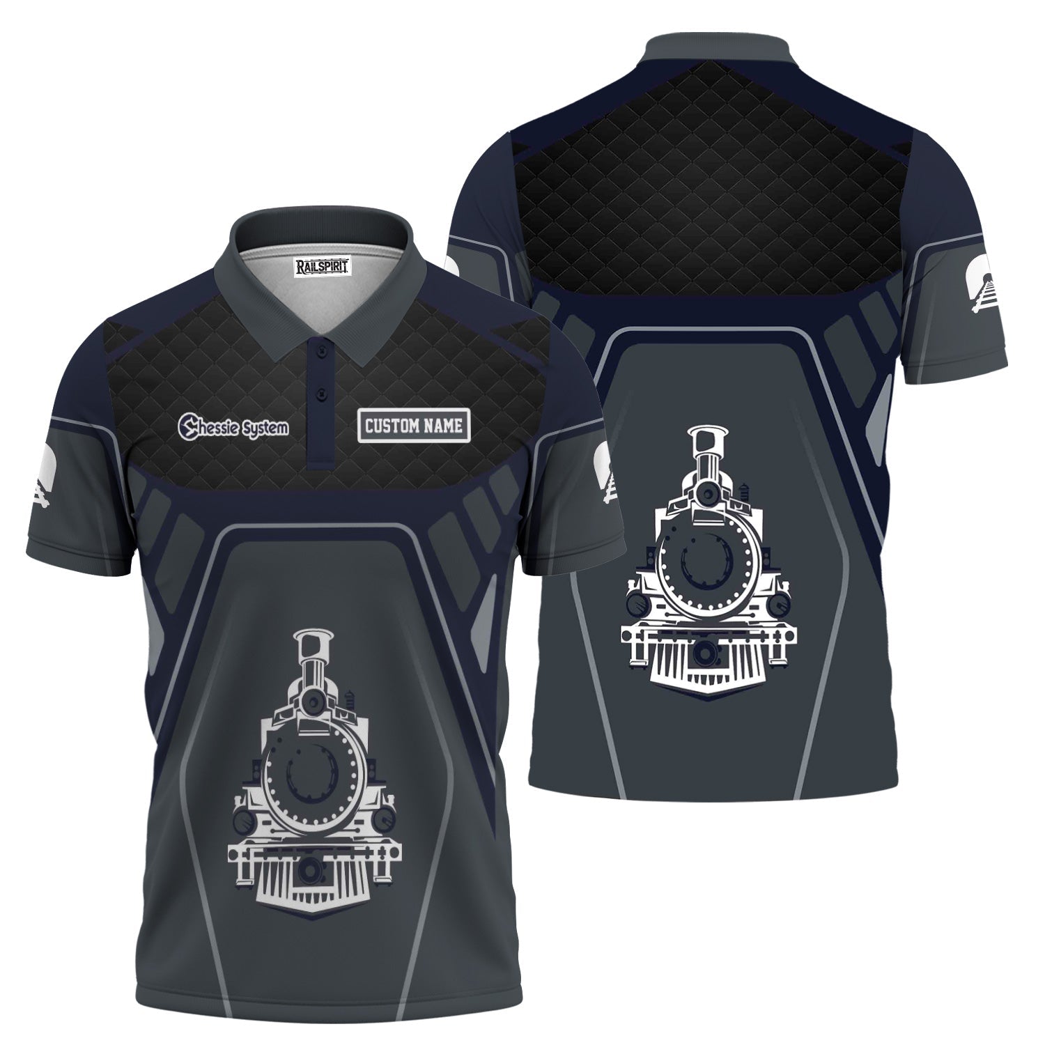 Railspirit Personalized Chessie System Railroad Polo Shirt Steam Locomotive Engine Graphic Train Shirt All Over Print