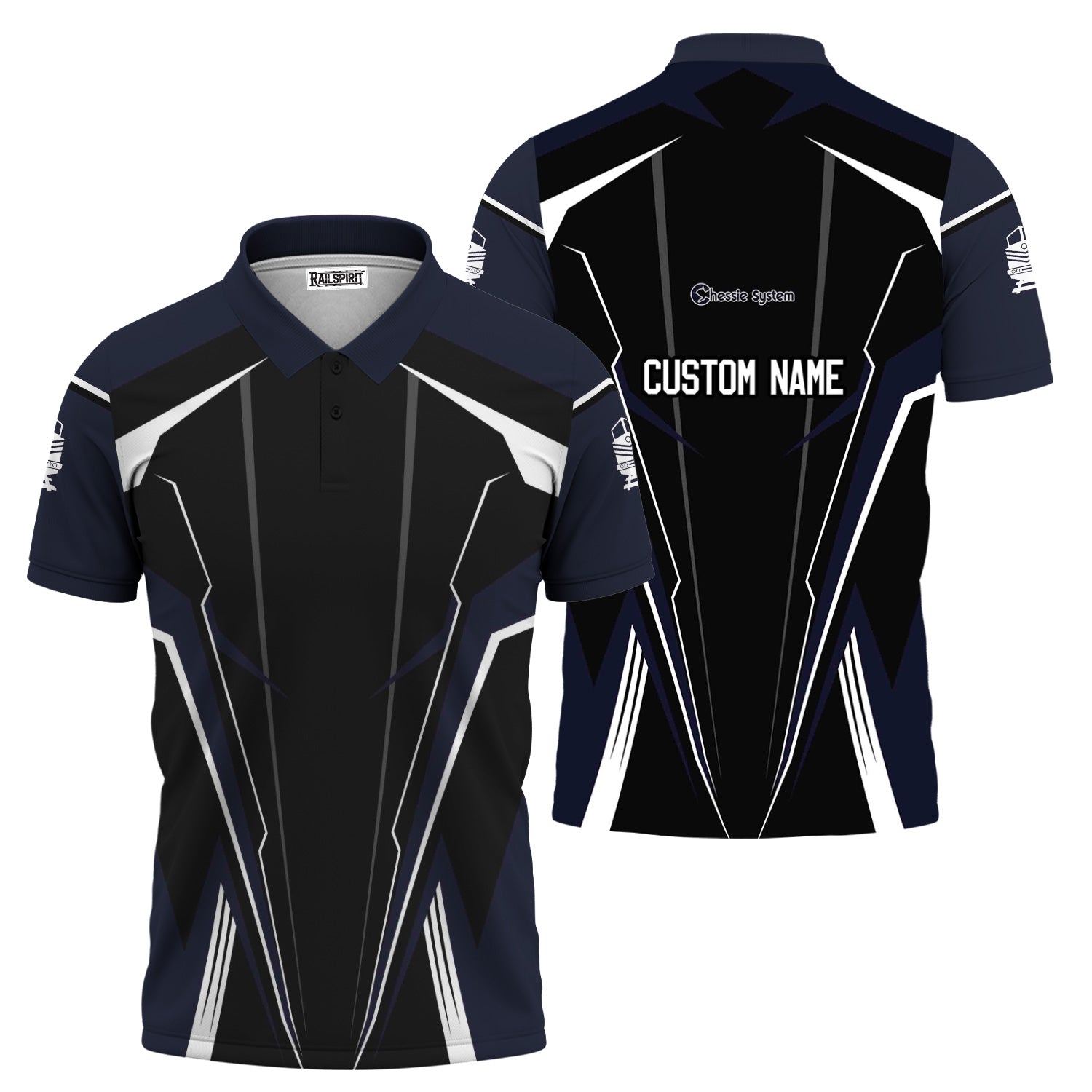 Railspirit Personalized Chessie System Railroad Polo Shirt Lightning-Edge Design Train Shirt For Railroad Lovers