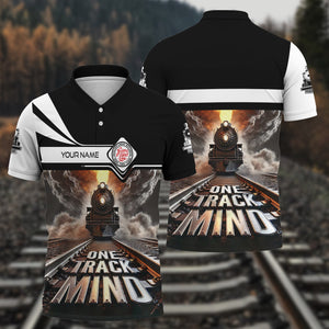 Railspirit Personalized Atlantic Coast Line Railroad Polo Shirt One Track Mind Train Printed Shirt