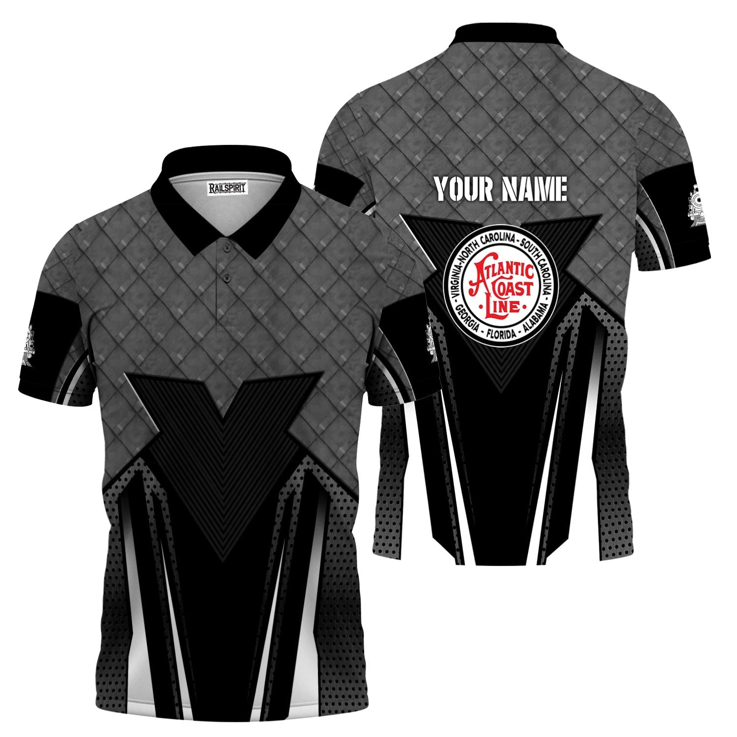 Railspirit Personalized Atlantic Coast Line Railroad Polo Shirt Rugged Steel Vibes Train Shirt All Over Print