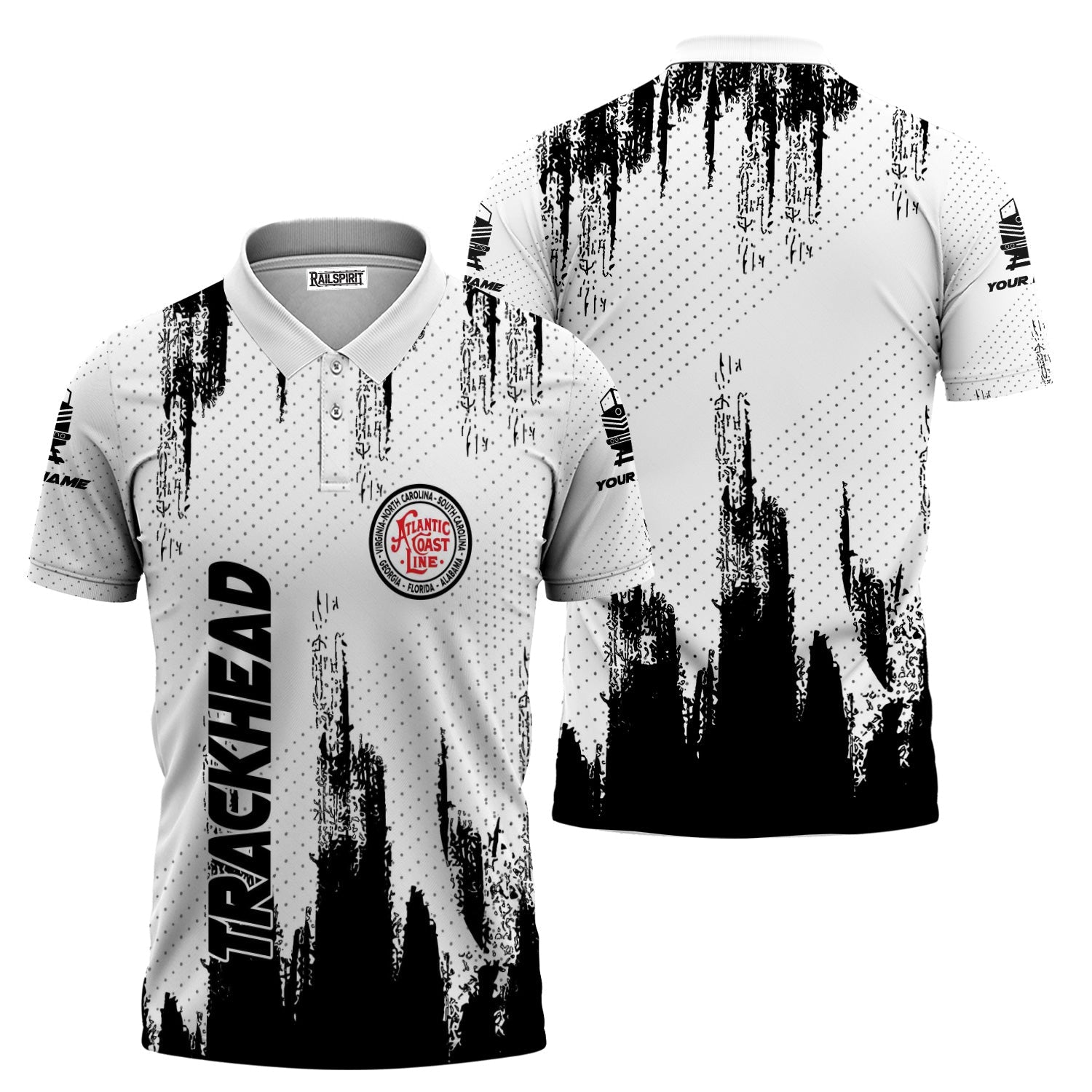 Railspirit Personalized Atlantic Coast Line Railroad Polo Shirt Paint Impact Design Train Shirt for Trackhead