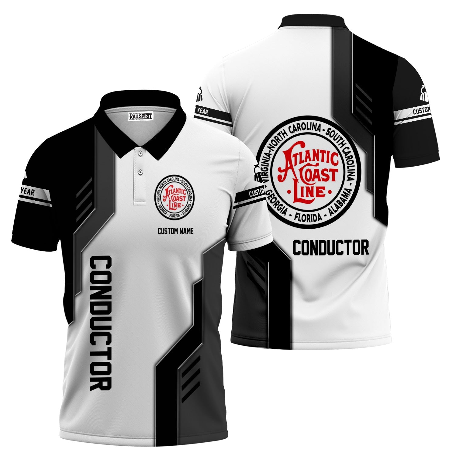 Railspirit Personalized Atlantic Coast Line Railroad Polo Shirt Unique Railway Style with Custom Job Train Shirt