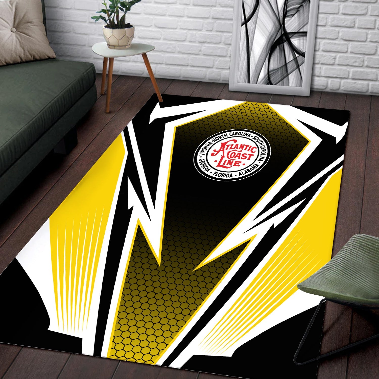 Railspirit Atlantic Coast Line Railroad Area Rug Lightning Graphic Style Rug Gift Idea For Train Lover
