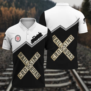 Railspirit Personalized Atlantic Coast Line Railroad Polo Shirt Railroad Crossing Printed Train Track Shirt