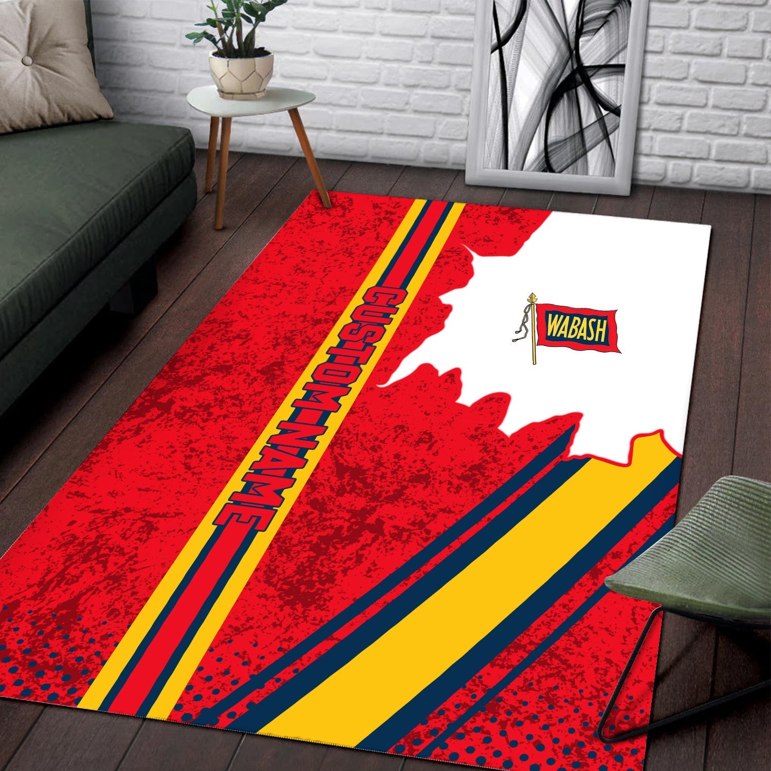 Railspirit Personalized Wabash Railroad Area Rug Vintage All Over Printed Rug