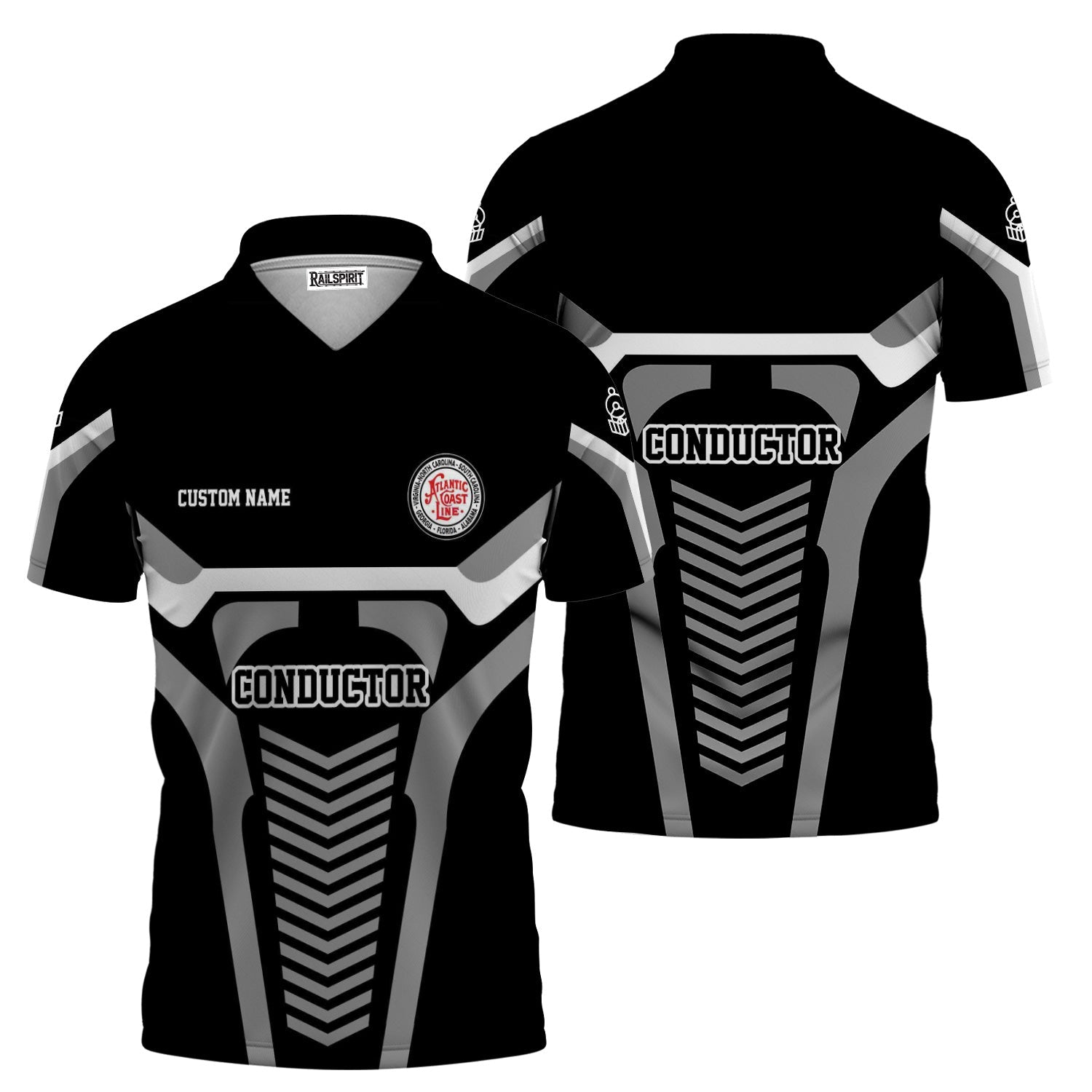 Railspirit Personalized Atlantic Coast Line Railroad Polo Shirt Track-Inspired with Custom Job Position Train Shirt