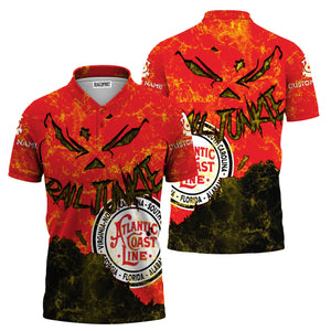 Railspirit Personalized Atlantic Coast Line Railroad Polo Shirt Torn Graphic Style Train Shirt For Rail Junkie