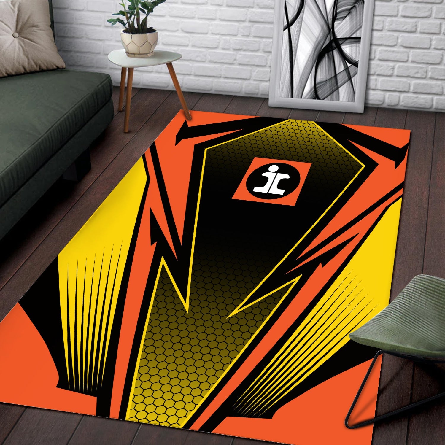 Railspirit Illinois Central Railroad Area Rug Lightning Graphic Style Rug Gift Idea For Train Lover