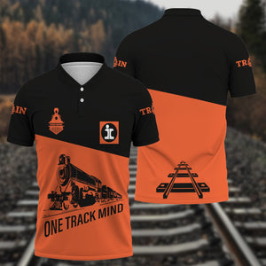 Railspirit Personalized Illinois Central Railroad Polo Shirt One Track Mind Unisex Train Shirt Gift Idea For Train Lover