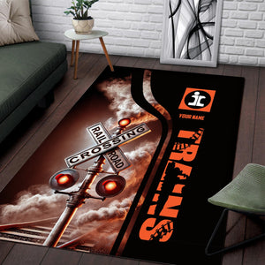 Railspirit Personalized Illinois Central Railroad Area Rug Railroad Crossing Sign Rug All Over Print