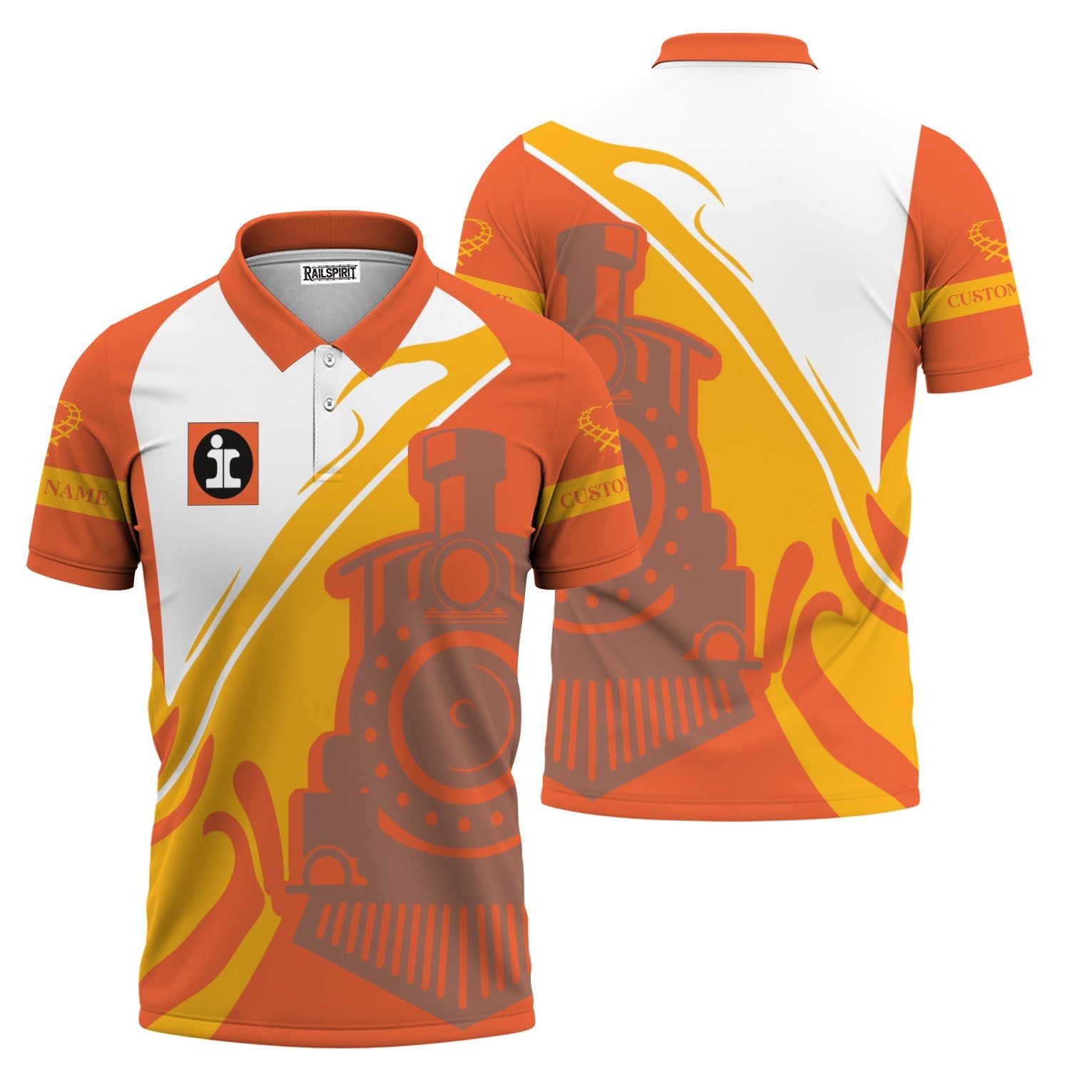 Railspirit Personalized Illinois Central Railroad Polo Shirt Flame-Inspired Style Shirt Gift Idea For Train Lovers