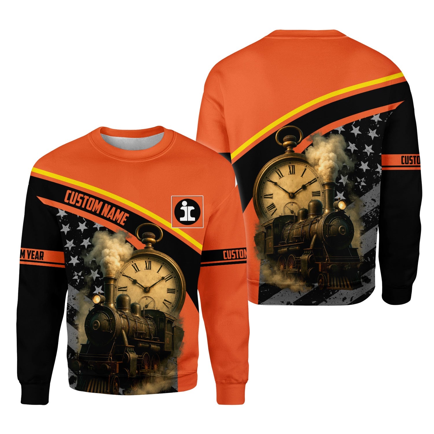 Railspirit Personalized Illinois Central Railroad Sweatshirt Classic Steam Engine With Retro Pocket Watch Shirt All Over Print