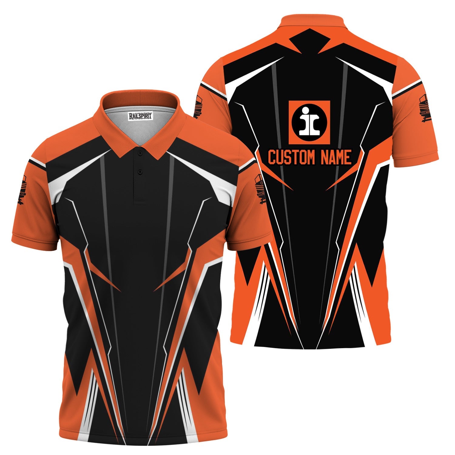 Railspirit Personalized Illinois Central Railroad Polo Shirt Lightning-Edge Design Train Shirt For Railroad Lovers