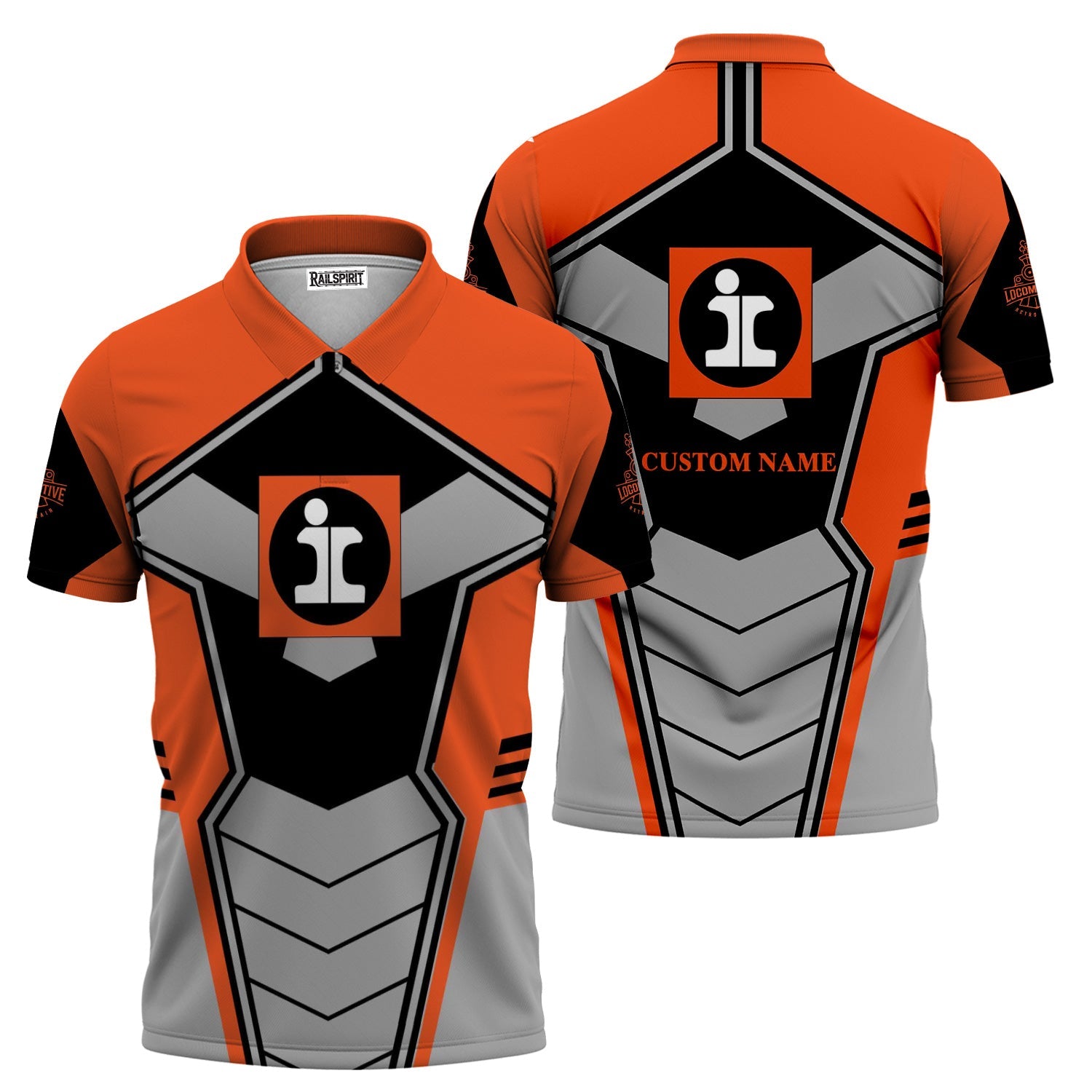 Railspirit Personalized Illinois Central Railroad Polo Shirt Engine-Inspired Style Train Shirt for Railroad Fanatic