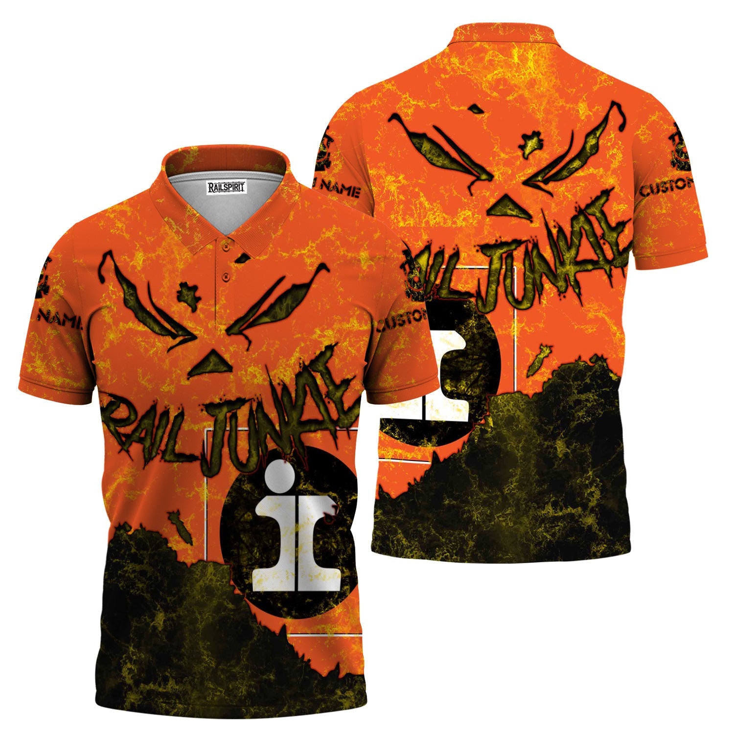 Railspirit Personalized Illinois Central Railroad Polo Shirt Torn Graphic Style Train Shirt For Rail Junkie