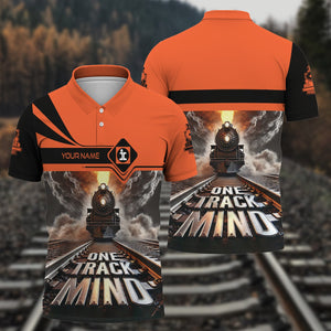 Railspirit Personalized Illinois Central Railroad Polo Shirt One Track Mind Train Printed Shirt