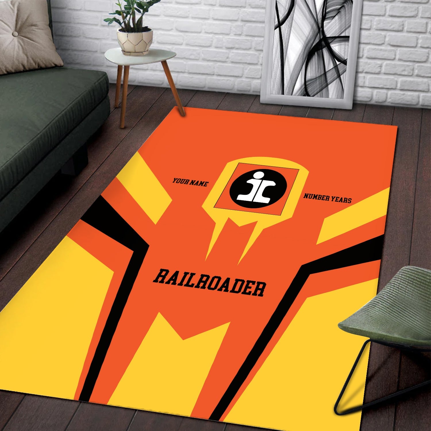 Railspirit Personalized Illinois Central Railroad Area Rug Custom Year Railroader Rug Gift Idea For Train Lover