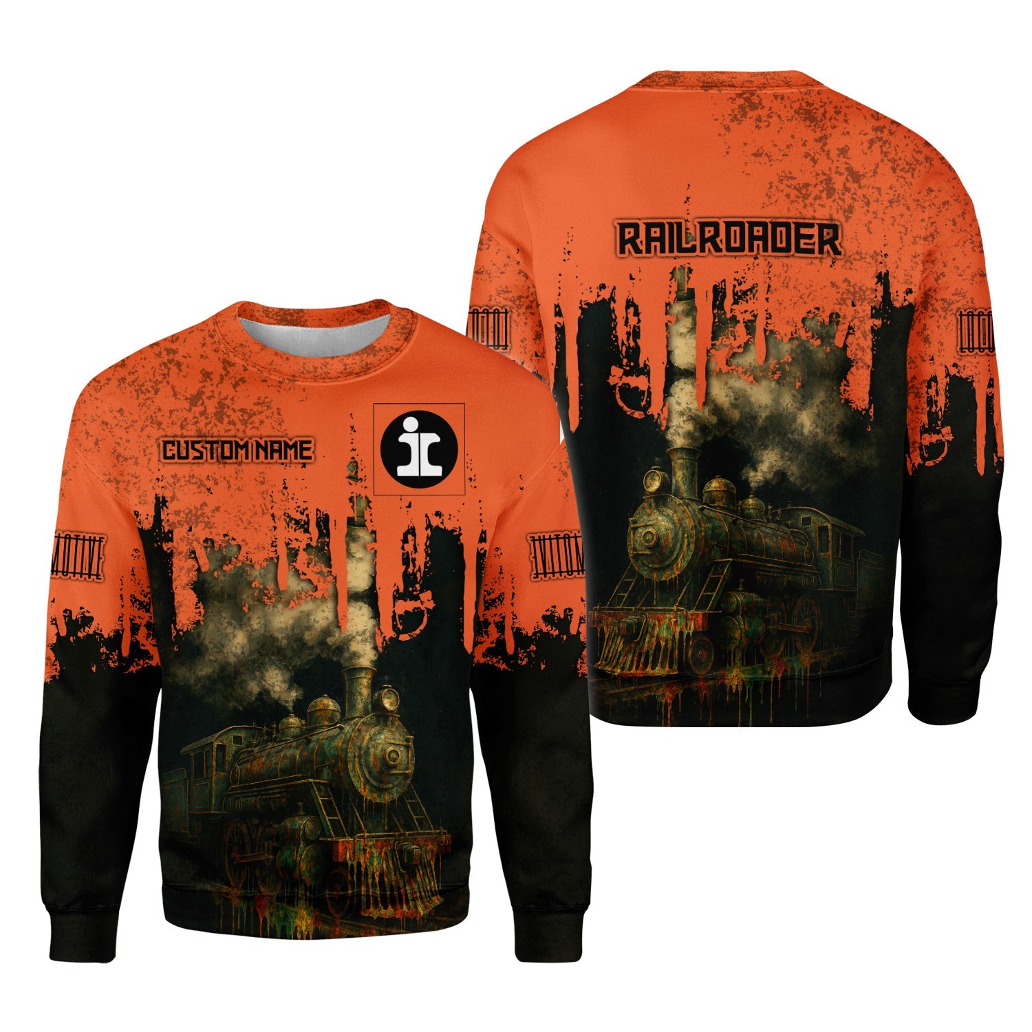 Railspirit Personalized Illinois Central Railroad Sweatshirt Vintage Train Art Style Shirt For Locomotive Fans