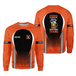 Railspirit Personalized Illinois Central Railroad Sweatshirt Stress Is Caused By Not Having Enough Trains Shirt All Over Print Shirt