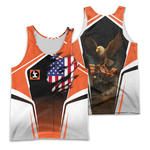 Railspirit Personalized Illinois Central Railroad Men Tank Top American Eagle Vintage Train Shirt