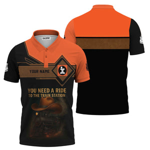 Railspirit Personalized Illinois Central Railroad Polo Shirt You Need A Ride To The Train Station Shirt For Train Lovers