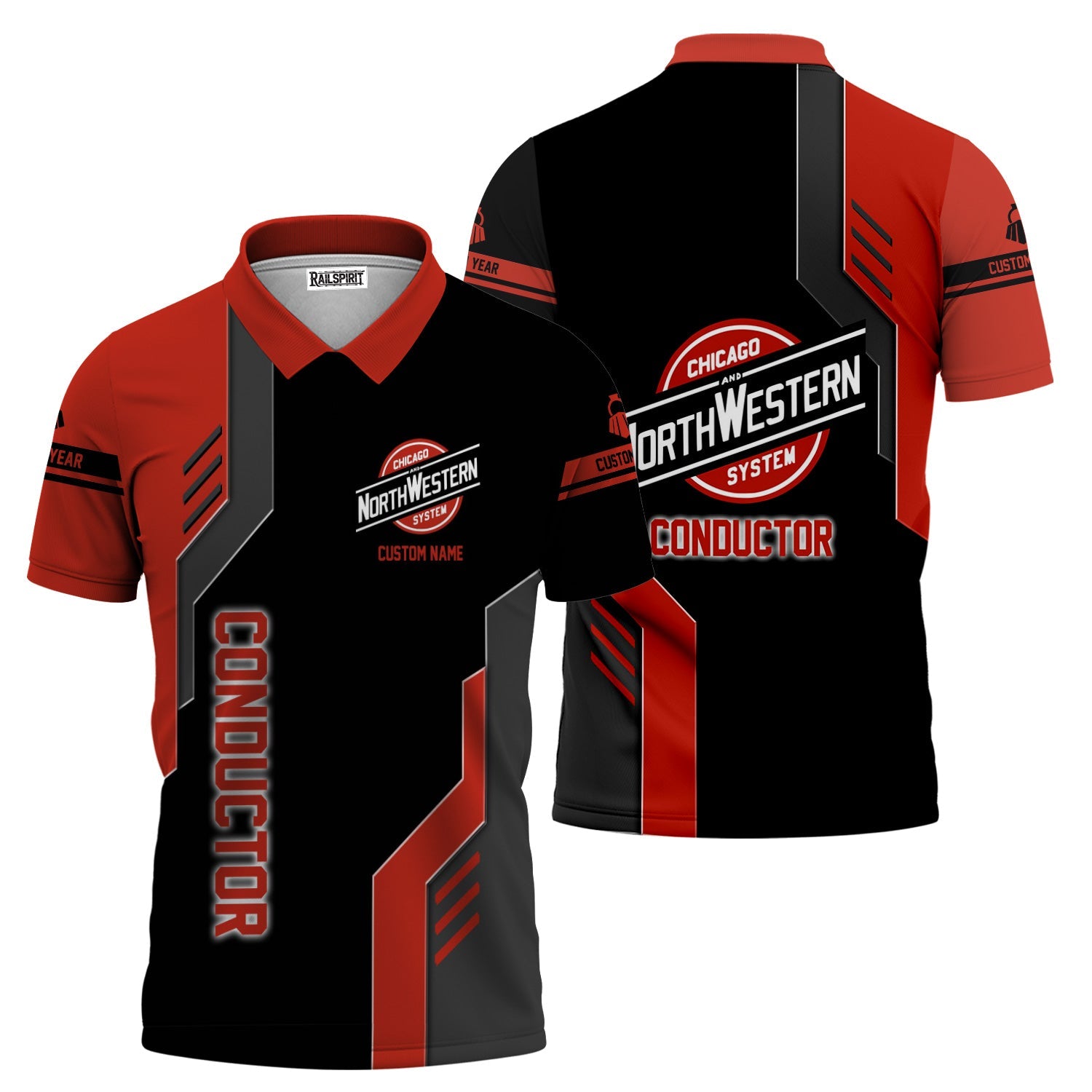 Railspirit Personalized Chicago and North Western Railway Polo Shirt Unique Railway Style with Custom Job Train Shirt