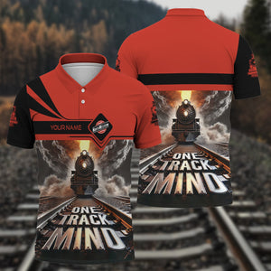 Railspirit Personalized Chicago and North Western Railway Polo Shirt One Track Mind Train Printed Shirt