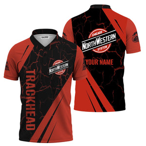Railspirit Personalized Chicago and North Western Railway Polo Shirt Crackle Texture Style Train Shirt For Trackhead