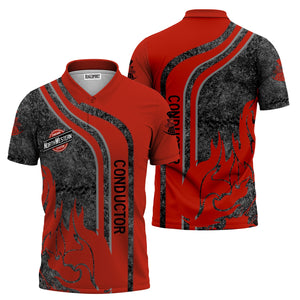 Railspirit Personalized Chicago and North Western Railway Polo Shirt Flame Design with Custom Job Position Train Shirt