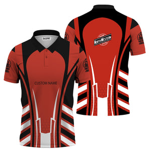 Railspirit Personalized Chicago and North Western Railway Polo Shirt Striped Railroad Style Train Shirt All Over Print