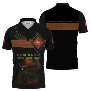 Railspirit Personalized Chicago, Milwaukee, St. Paul and Pacific Railroad Polo Shirt You Need A Ride To The Train Station Milwaukee Road Shirt