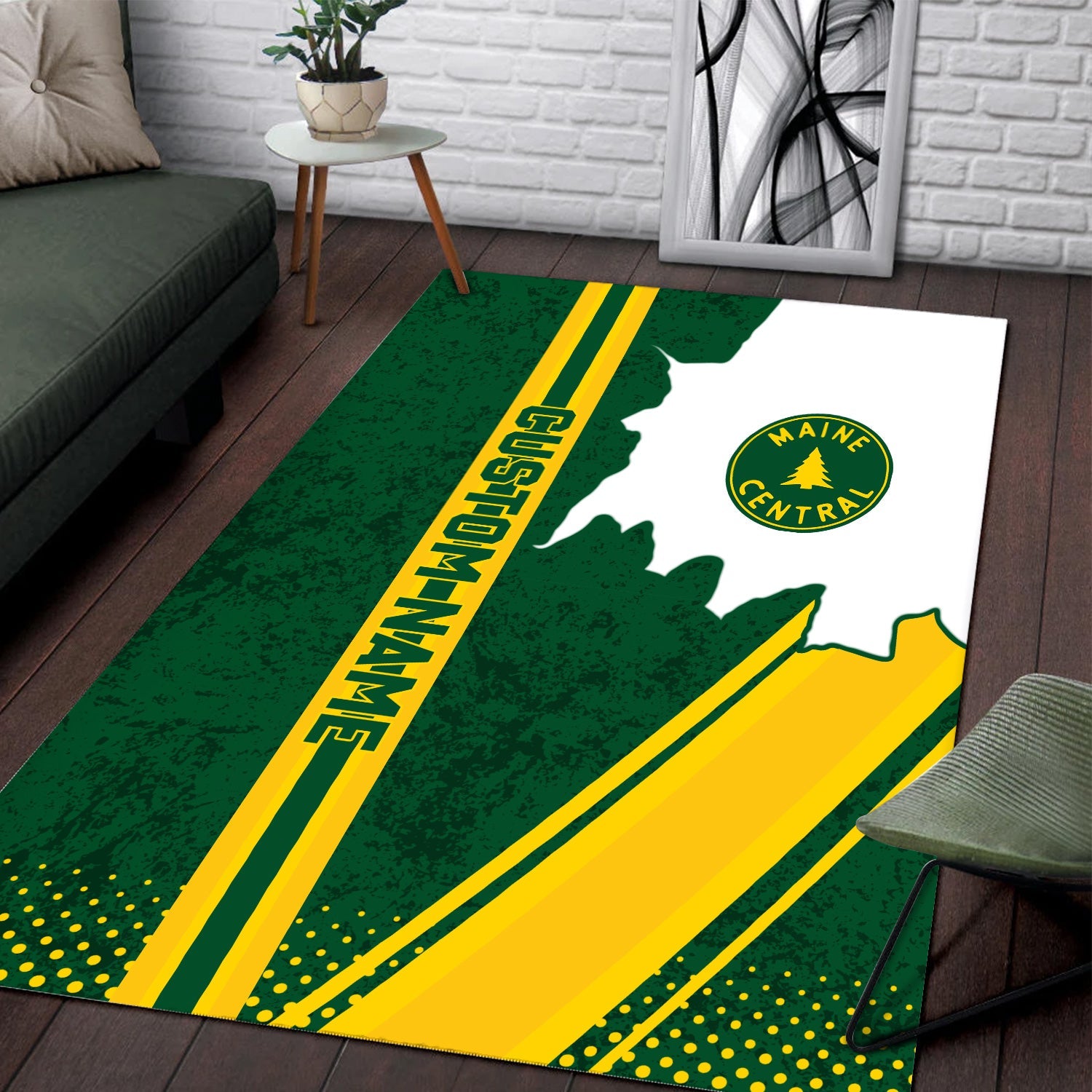 Railspirit Personalized Maine Central Railroad Area Rug Vintage All Over Printed Rug