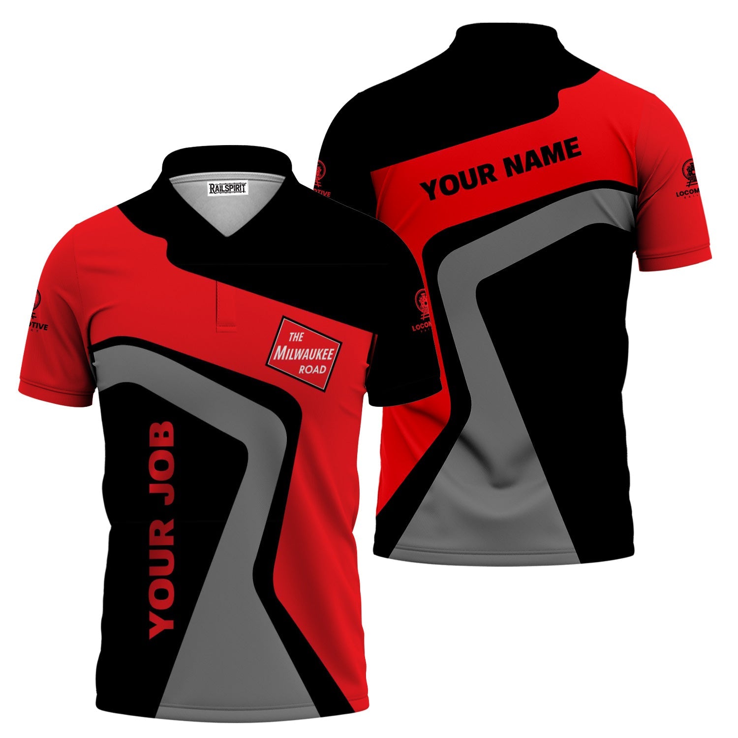 Railspirit Personalized Chicago, Milwaukee, St. Paul and Pacific Railroad Polo Shirt Unique Design with Custom Job Milwaukee Road Train Shirt
