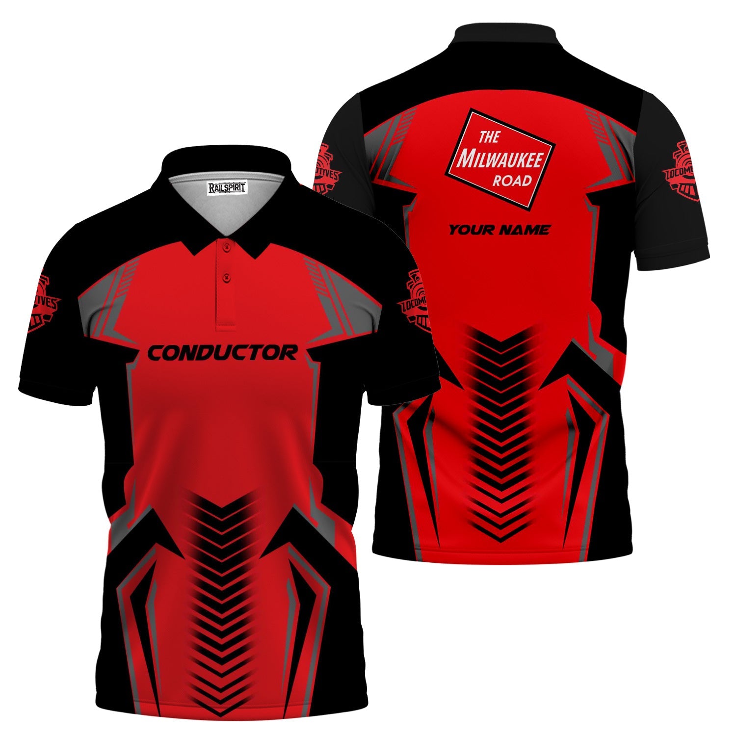 Railspirit Personalized Chicago, Milwaukee, St. Paul and Pacific Railroad Polo Shirt Standout Style with Custom Position Milwaukee Road Train Shirt