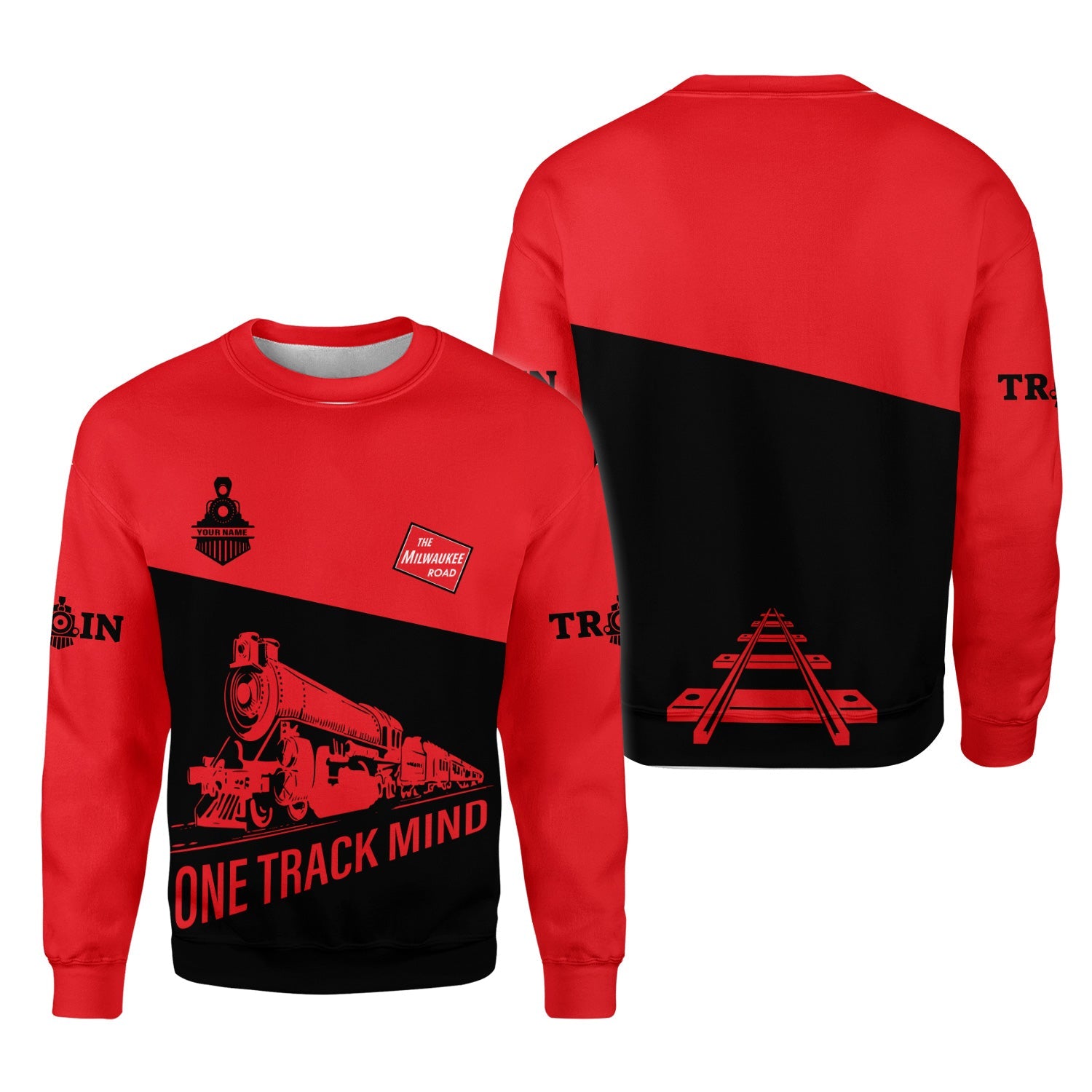 Railspirit Personalized Chicago, Milwaukee, St. Paul and Pacific Railroad Sweatshirt One Track Mind Milwaukee Road Train Sweater Gift Idea For Train Lover