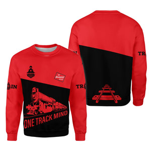 Railspirit Personalized Chicago, Milwaukee, St. Paul and Pacific Railroad Sweatshirt One Track Mind Milwaukee Road Train Sweater Gift Idea For Train Lover