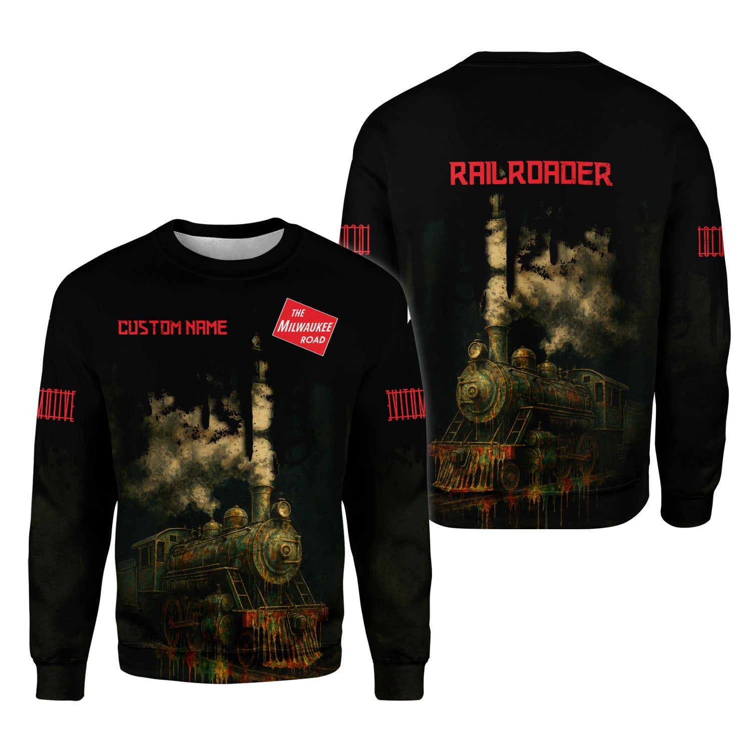 Railspirit Personalized Chicago, Milwaukee, St. Paul and Pacific Railroad Sweatshirt Vintage Train Art Style Milwaukee Road Shirt For Locomotive Fans