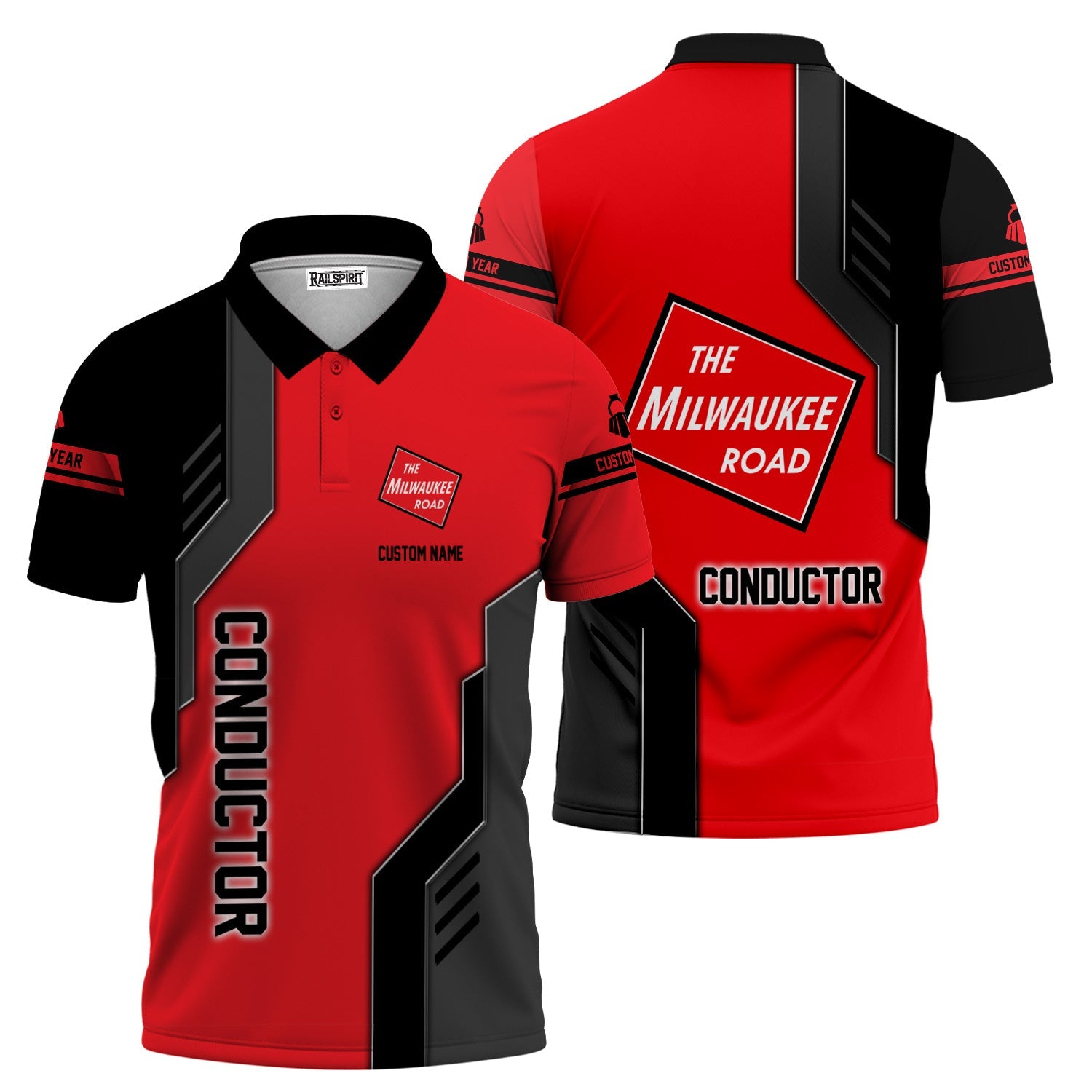 Railspirit Personalized Chicago, Milwaukee, St. Paul and Pacific Railroad Polo Shirt Unique Railway Style with Custom Job Milwaukee Road Train Shirt