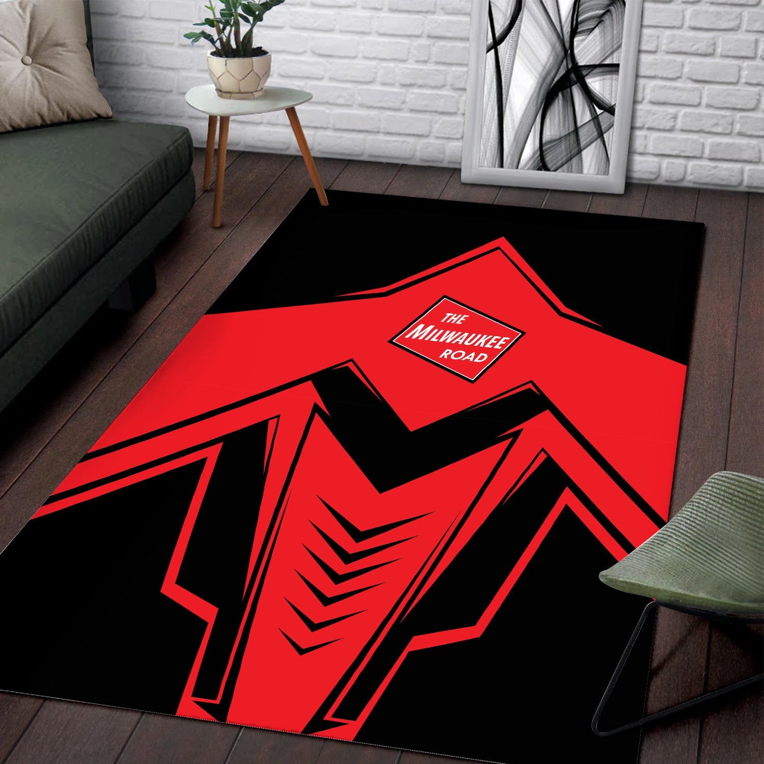 Railspirit Chicago, Milwaukee, St. Paul and Pacific Railroad Area Rug Railway Trainspotter Style Milwaukee Road Rug Gift Idea For Foamers