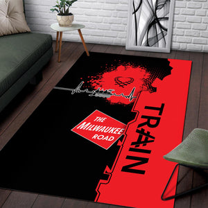 Railspirit Chicago, Milwaukee, St. Paul and Pacific Railroad Area Rug Engine Heartbeat and Track Love Style Milwaukee Road Rug Gift For Train Lovers