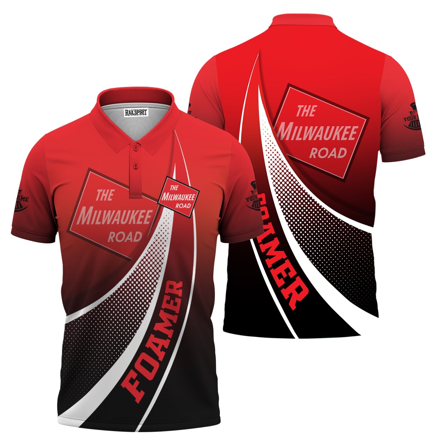 Railspirit Personalized Chicago, Milwaukee, St. Paul and Pacific Railroad Polo Shirt Railway-Themed Style Milwaukee Road Shirt Gift For Trainspotter