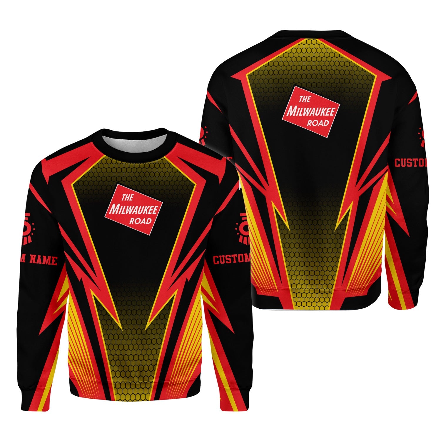 Railspirit Personalized Chicago, Milwaukee, St.Paul and Pacific Railroad Sweatshirt Lightning Graphic Style Milwaukee Road Shirt