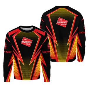 Railspirit Personalized Chicago, Milwaukee, St.Paul and Pacific Railroad Sweatshirt Lightning Graphic Style Milwaukee Road Shirt