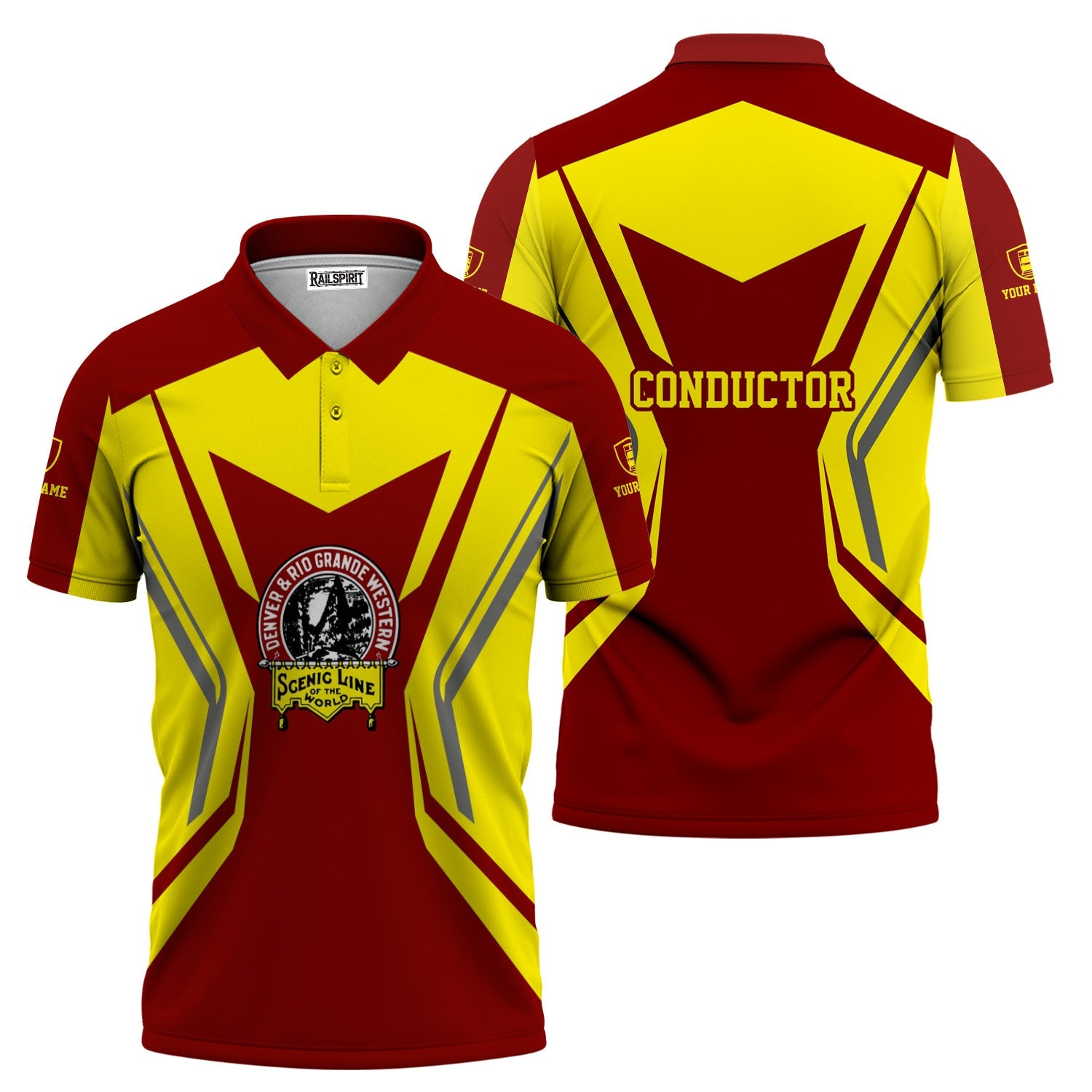 Railspirit Personalized Denver and Rio Grande Western Railroad Polo Shirt Unique Style with Custom Job Train Shirt