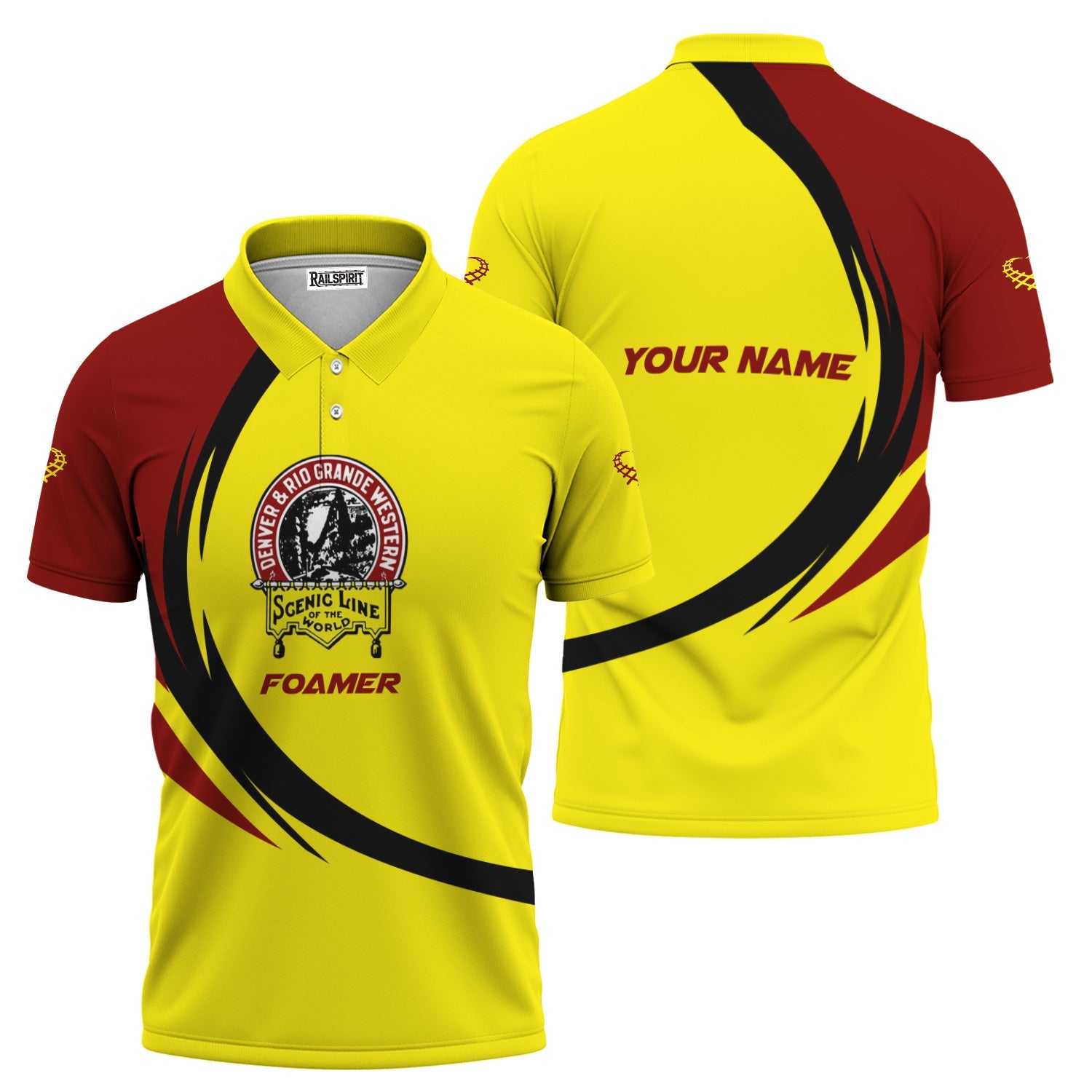 Railspirit Personalized Denver and Rio Grande Western Railroad Polo Shirt Unique Graphic Style Shirt For Train Enthusiasts