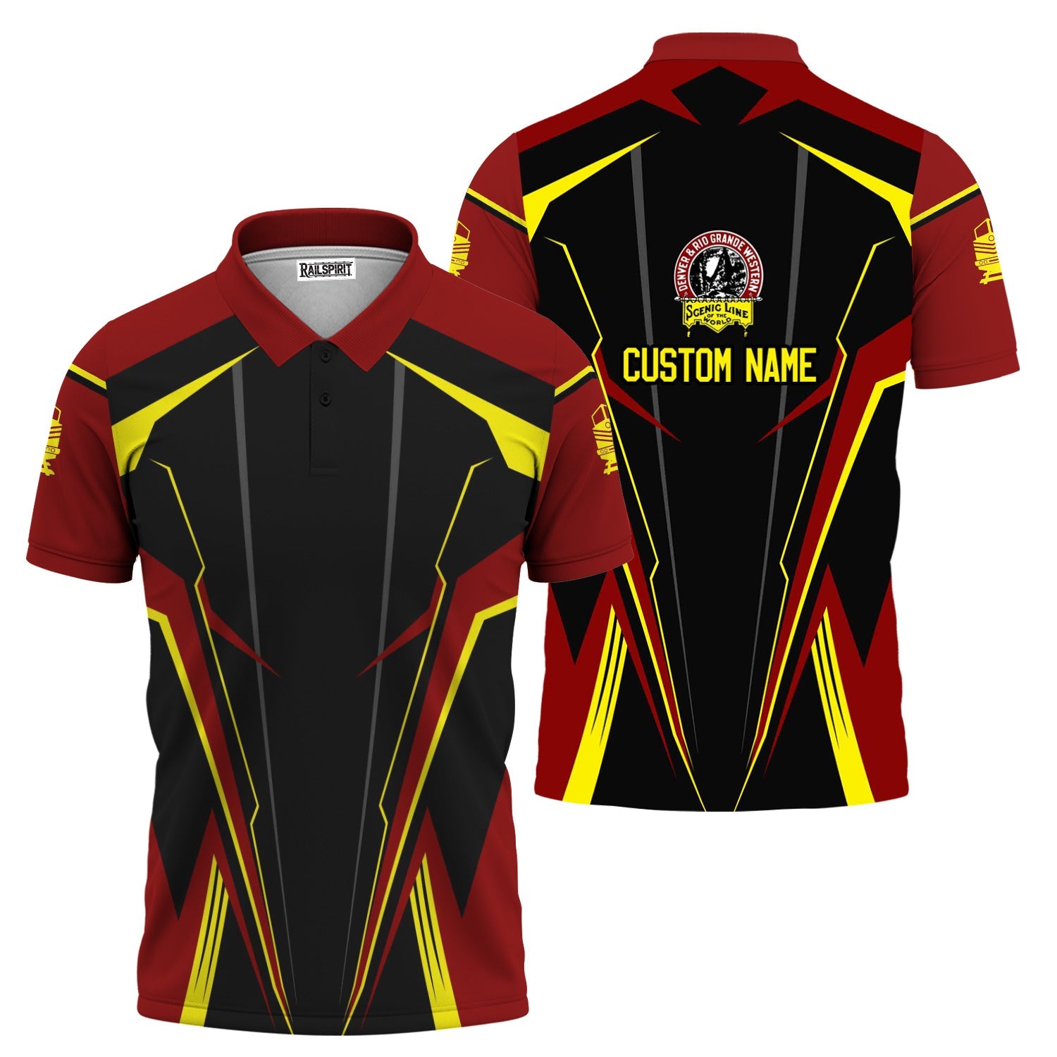 Railspirit Personalized Denver and Rio Grande Western Railroad Polo Shirt Lightning-Edge Design Train Shirt For Railroad Lovers
