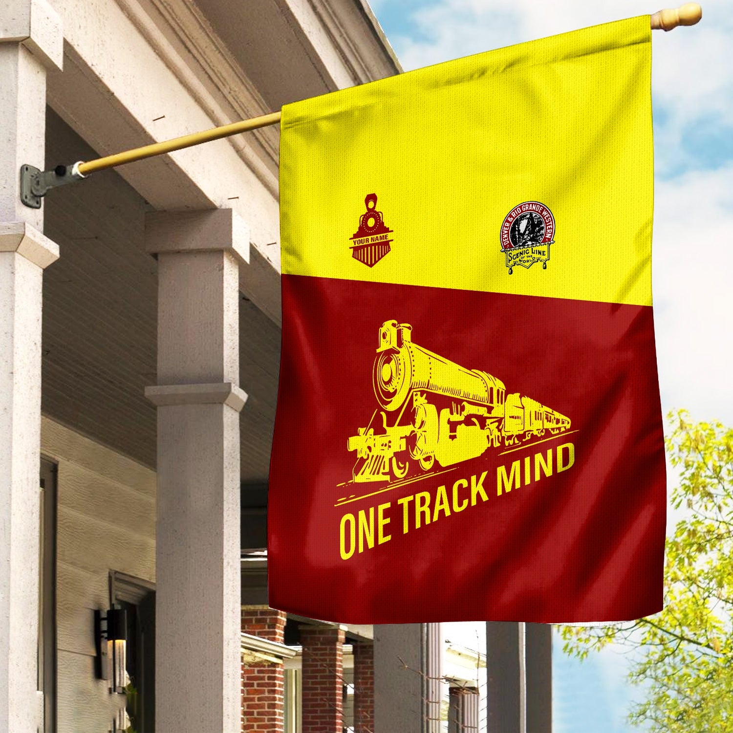 Railspirit Personalized Denver and Rio Grande Western Railroad Garden Flag One Track Mind Flag Gift Idea For Train Lover