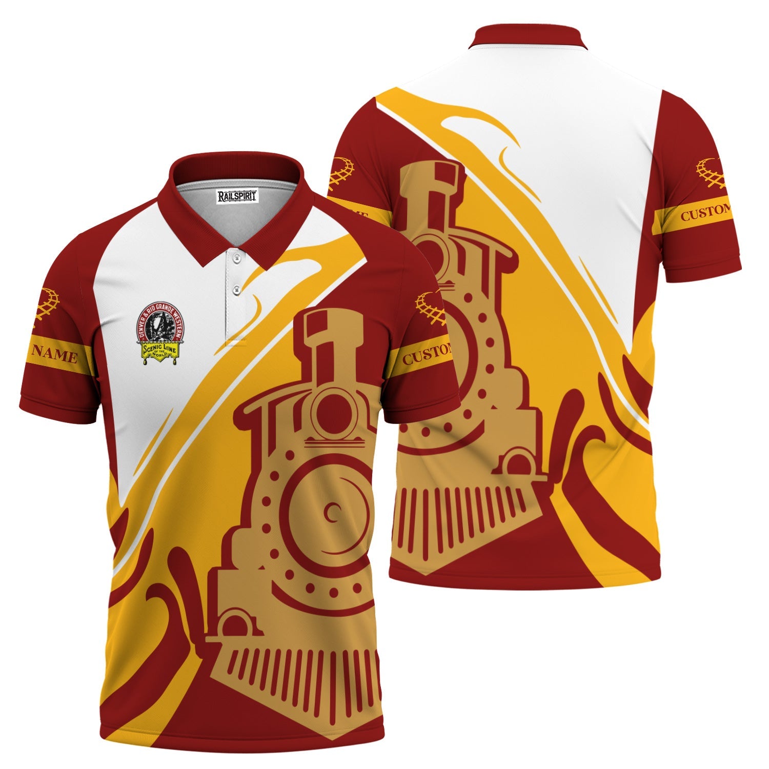Railspirit Personalized Denver and Rio Grande Western Railroad Polo Shirt Flame-Inspired Style Shirt Gift Idea For Train Lovers
