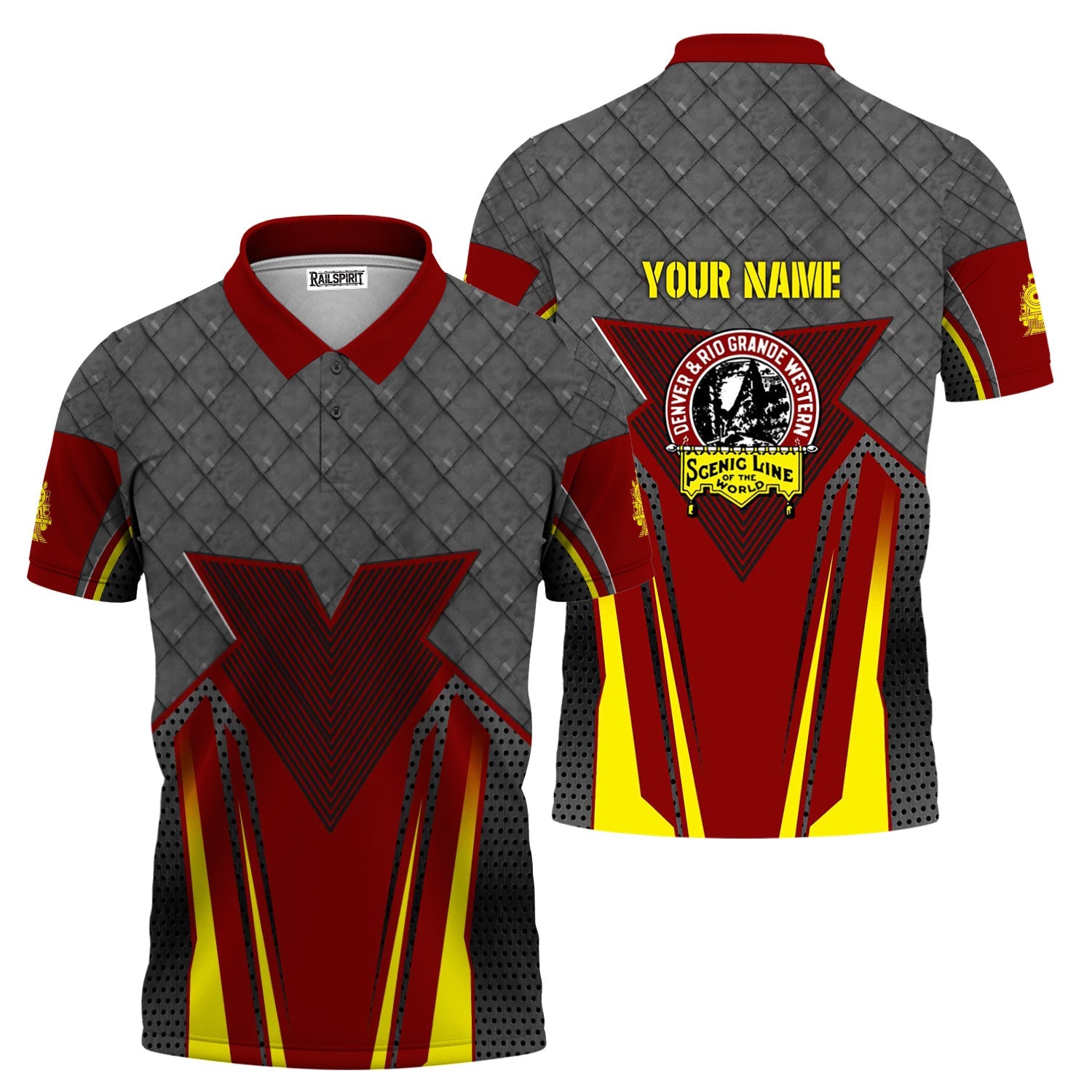 Railspirit Personalized Denver and Rio Grande Western Railroad Polo Shirt Rugged Steel Vibes Train Shirt All Over Print
