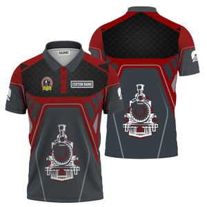 Railspirit Personalized Denver and Rio Grande Western Railroad Polo Shirt Steam Locomotive Engine Graphic Train Shirt All Over Print